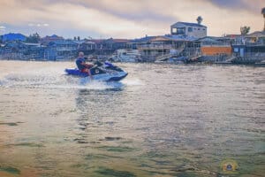 Vegas Jets and River Runs 1 David Skelton takes a sharp turn on a jet ski on the Colorado River, Spring Break 2025.