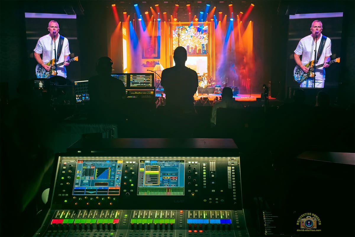 Barenaked Ladies "One Week" live at Yaamava' Theater, Ed Robertson on screen, sound engineer silhouette